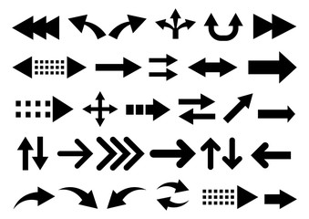 Vector set of arrow shapes isolated on white.