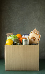 Delivery service supplies box food stay home