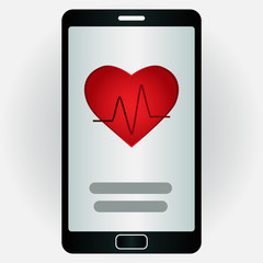 Heart with electrocardiogram waves. Vector medicine illustration.