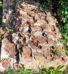 ruins of red bricks