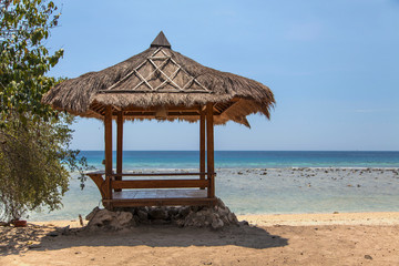 The beautiful ocean coast of Gili Trawangan island, Bali, Indonesia.