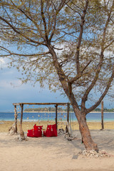 Fototapeta na wymiar The beautiful ocean coast of Gili Trawangan island, Bali, Indonesia.