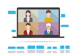 Work team doing videoconference. Friends connecting in quarantine.