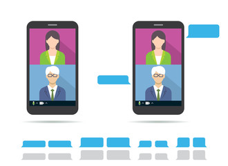 Work team doing videoconference. Friends connecting in quarantine.