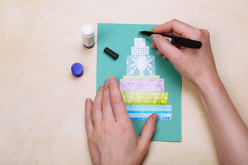 Instruction greeting card. Step 4.