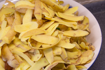 Close up of a couple of potato peelings