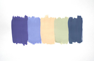 Composition of the creative palette: color samples on a white background. Composition for your design.