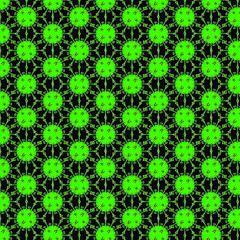 Green color virus seamless pattern on black background