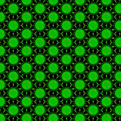 Green color virus seamless pattern on black background