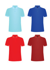 Fototapeta premium Blue and red polo t shirt. vector illustration