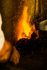 blacksmith at work fire