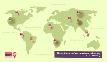 Obraz premium Coronavirus Map Flat Background