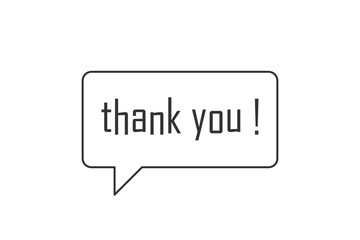 Thank You Text Lettering with Square Rounded Line Speech Bubble Isolated On White Background. Vector Illustration usable for Greeting Card.