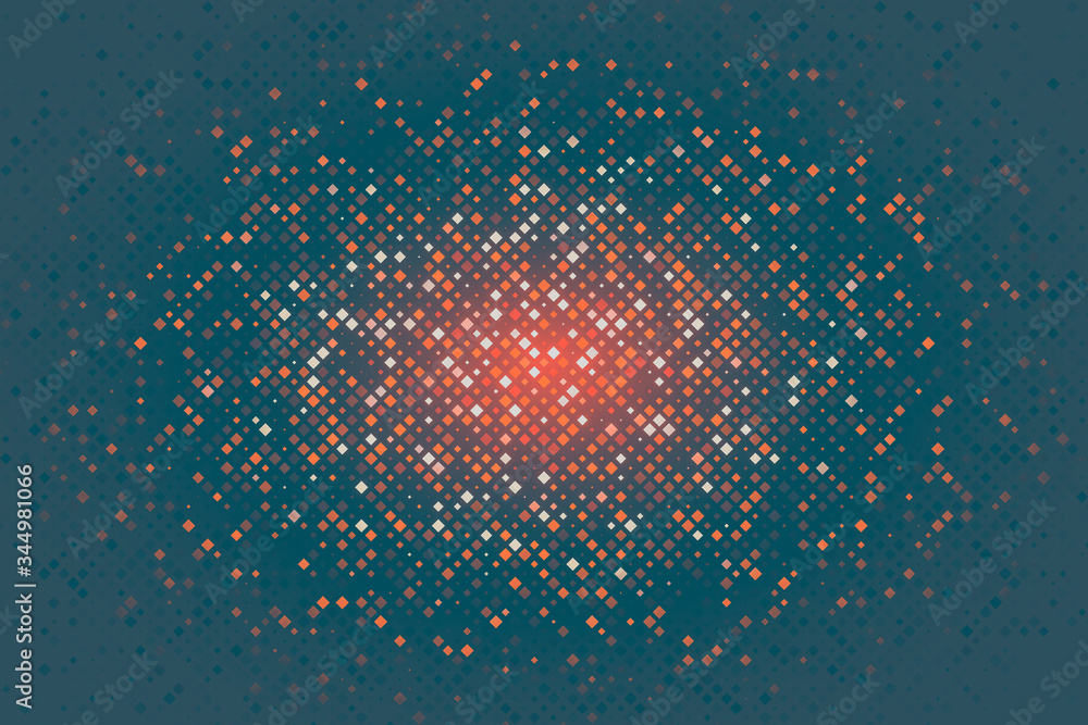 Poster technology illustration. abstract futuristic background consisting of small squares and pixels.