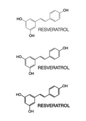 Chemical structure of the supplement Resveratrol. There are studies signs that Resveratrol prevents people infected with the Corora virus ending up at the intensive care. 