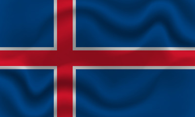 Obraz premium national flag of Iceland on wavy cotton fabric. Realistic vector illustration.