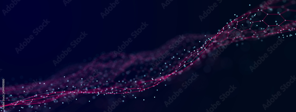 Fototapete Structural connection of information. Data transfer in network connection. Abstract data background. 3D rendering.