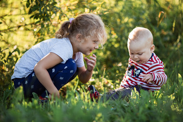 sister playing with her brother