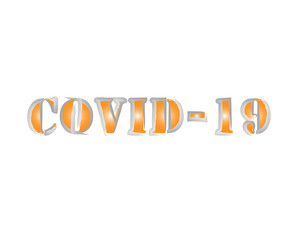Illustration of Abstract Orange Coronavirus Icon with Covid-19 Text