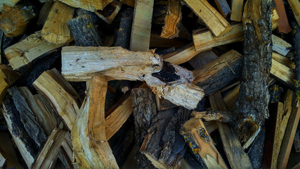A pile of chopped firewood