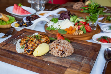 side dish with grilled chicken breast
