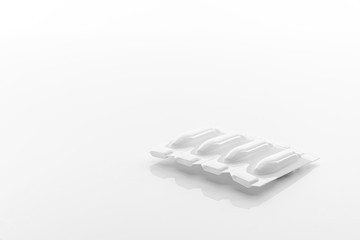 Suppository for anal or vaginal use on a white background. Candles for treatment of hemorrhoids,...