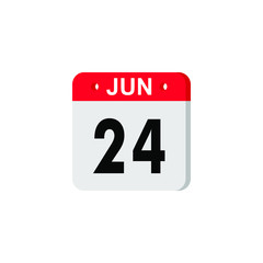 Fototapeta premium June 2 - Calendar Icon. Summer days of the year. Calendar Icon with shadow. Flat style. Date, day and month. Reminder. Vector illustration. Organizer application, app symbol. Ui. User interface sign. 