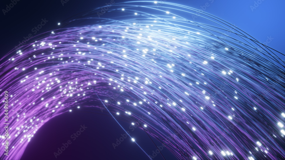 Canvas Prints digital data transmission via fiber optical fibers. the pulses of the signal tend along the wires. 3