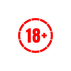 18 plus sign icon vector design. Age restriction symbol
