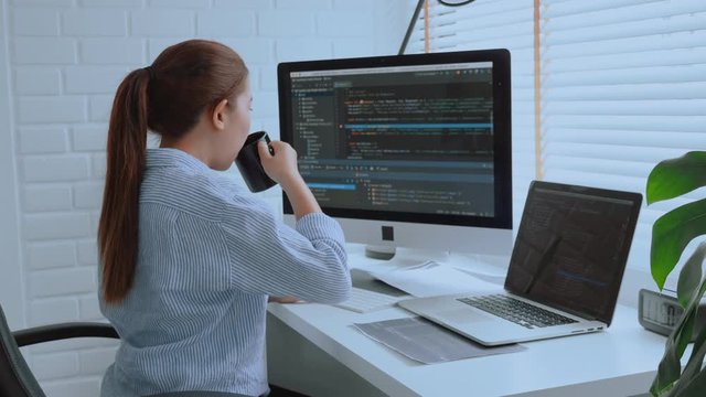 Developing programmer Development Website design and coding technologies working at home