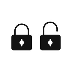Lock and unlock icon flat vector design