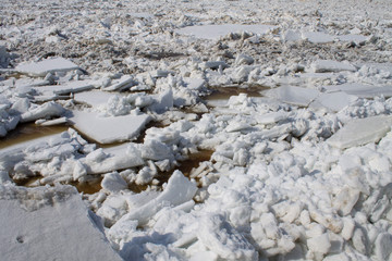 natural background of relief ice on the river