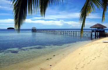 Fototapeta na wymiar long jetty in togian islands in indonesia