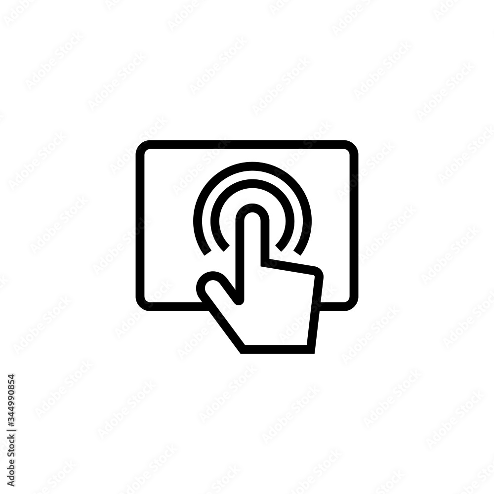 Poster touch screen vector icon in linear, outline icon isolated on white background