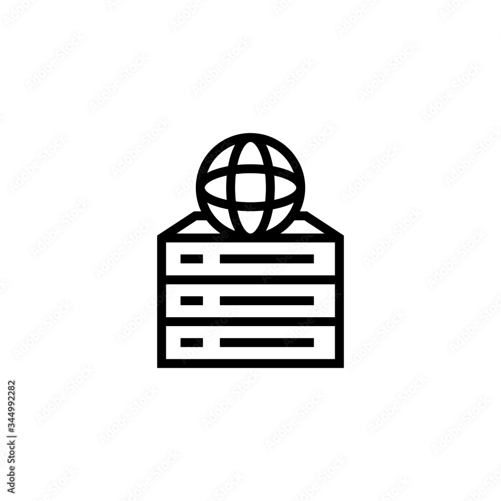 Poster internet server vector icon in linear, outline icon isolated on white background