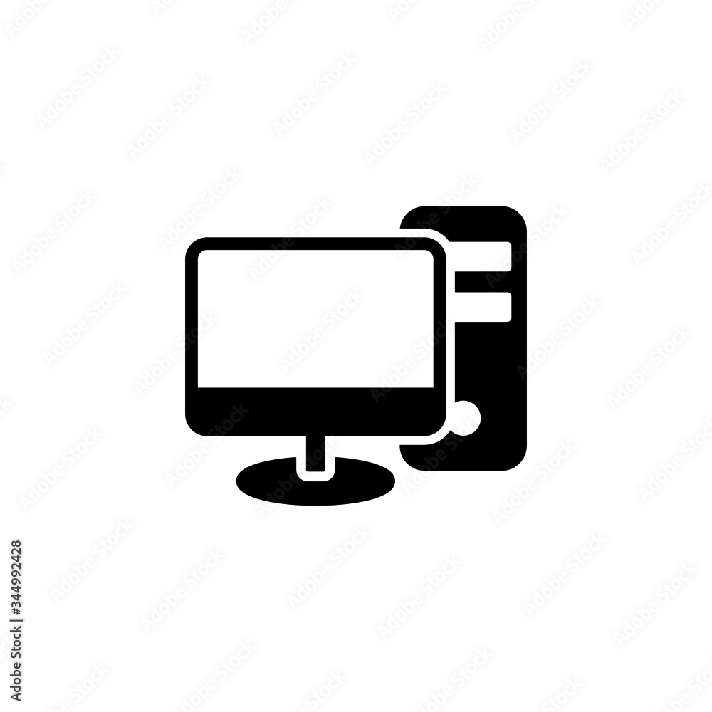 Poster full computer vector icon in black solid flat design icon isolated on white background