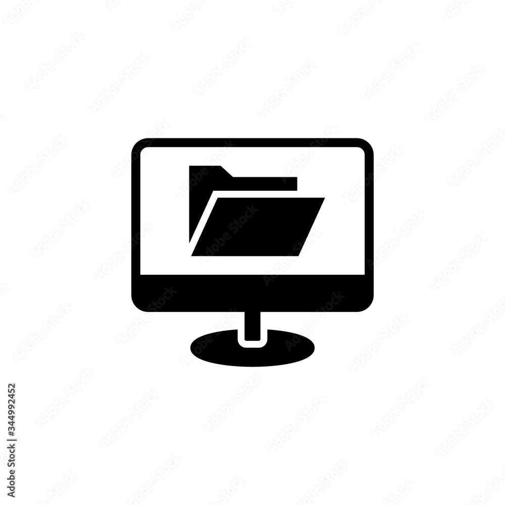 Poster computer folder vector icon in black solid flat design icon isolated on white background
