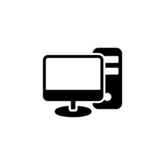 Full computer vector icon in black solid flat design icon isolated on white background