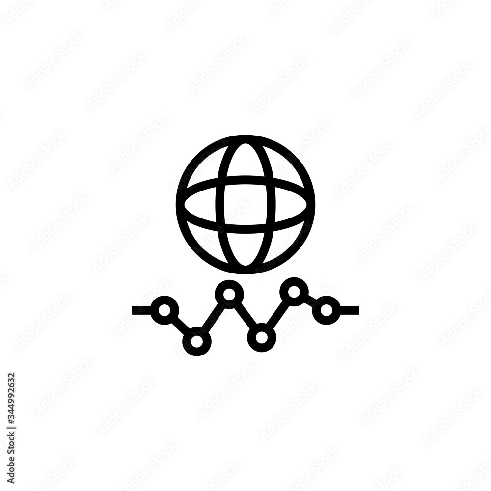 Poster web stocks data graphic interface icon vector in linear, outline icon isolated on white background