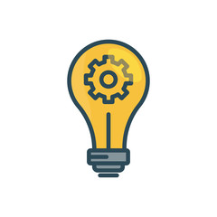 Innovation icon. Light bulb and cog inside. Premium quality graphic design element. Modern sign, flat icon. Design template vector