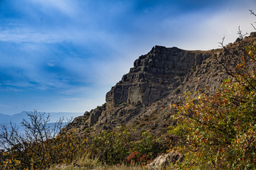 Mountain seascape, mountain vegetation and mountain trails on the coast.