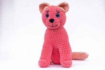 Amigurumi dolls handmade photos on a white background isolates.