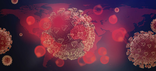 world map with concept of Coronavirus Covid-19 3d-illustration