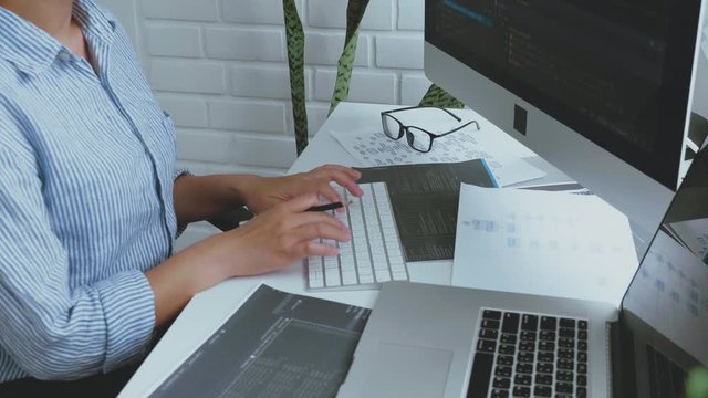 Developing programmer Development Website design and coding technologies working at home