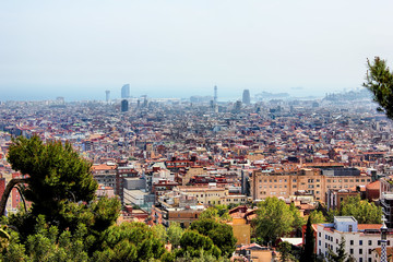A panoramic view of Barcelona city, Catalonia, Spain.