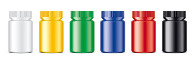 Colored Bottles set. Non-transparent Matt version. 