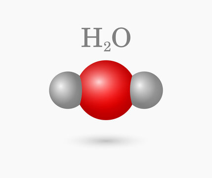 Vector illustration of water molecule on light background.