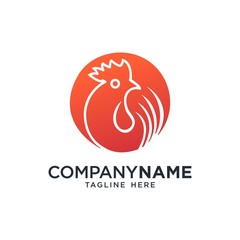 chicken logo in a circle design vector