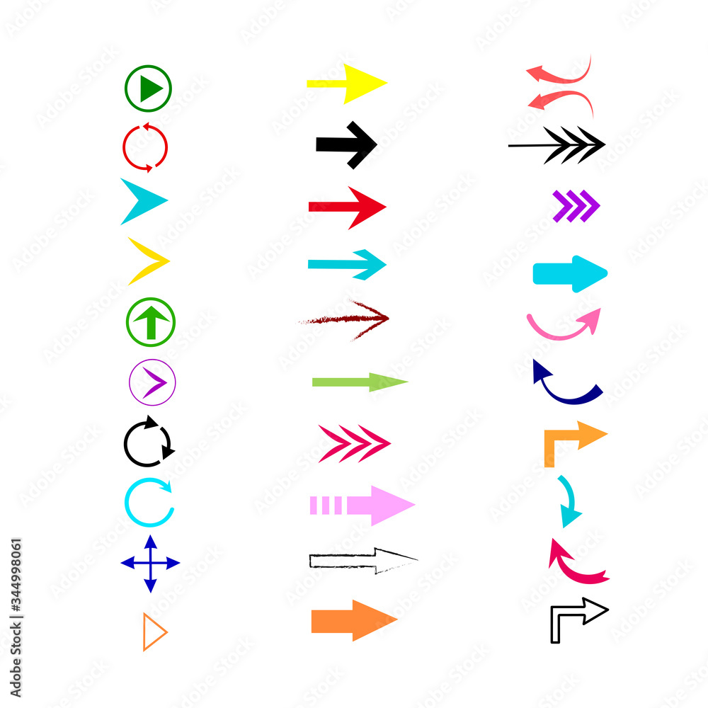 Aufkleber vector collection of arrow symbols, cursor shape, pointers for website interface.