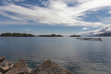 Beautiful Norwegian landscape. view of the fjords. Norway ideal fjord reflection in clear water